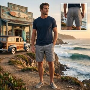 Da Hui Hybrid Collection Mens 40 Heather Grey Performance Board Shorts Stretch
